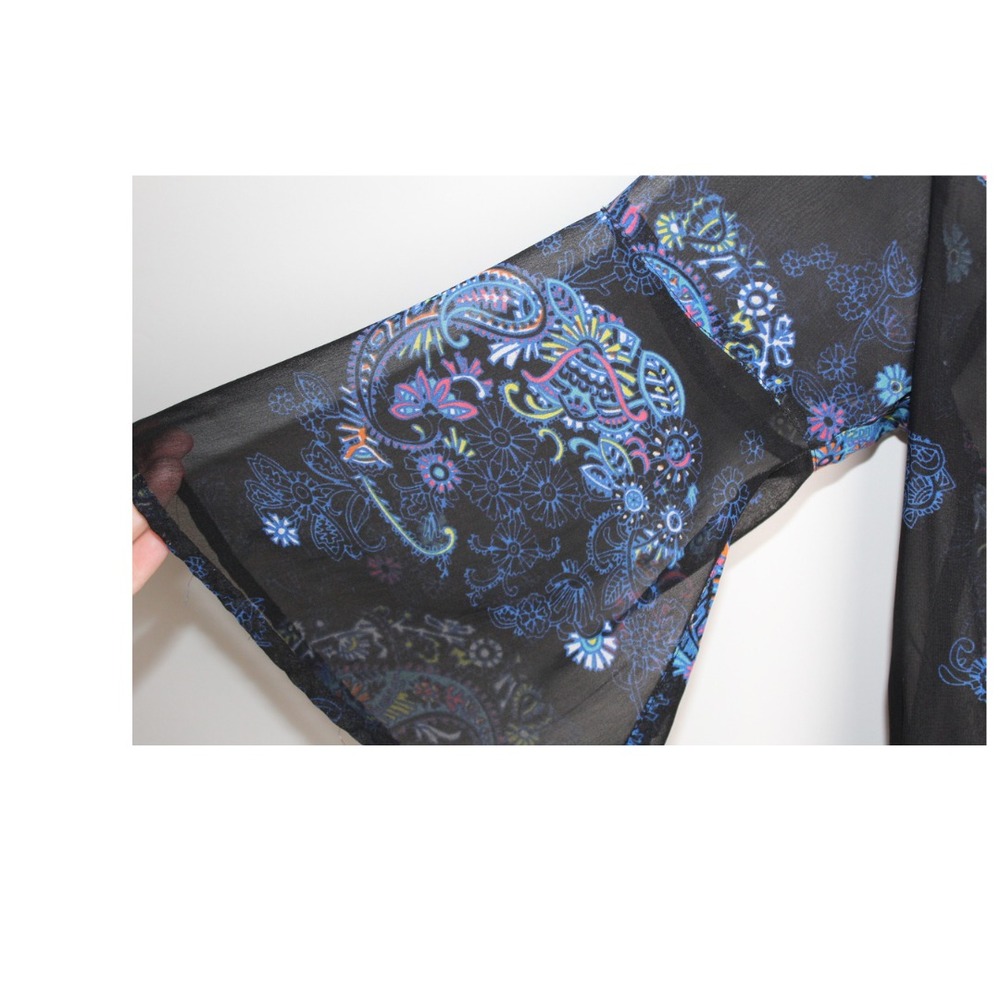 Apollo Bohemian Paisley Sheer Black/Purple Shirt Womens Size L - Picture 3 of 6